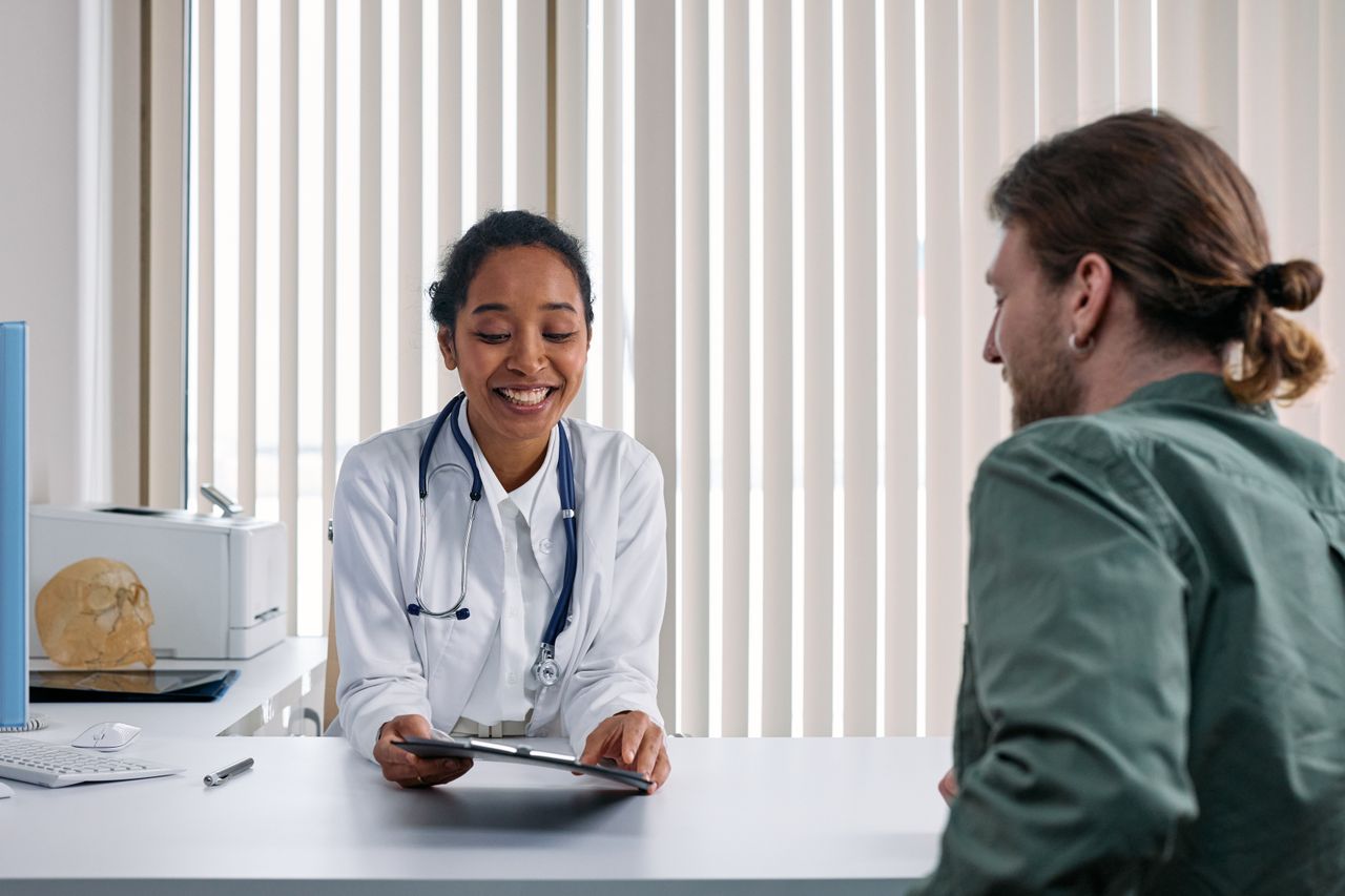 Patient discussing eye surgery with an eye specialist