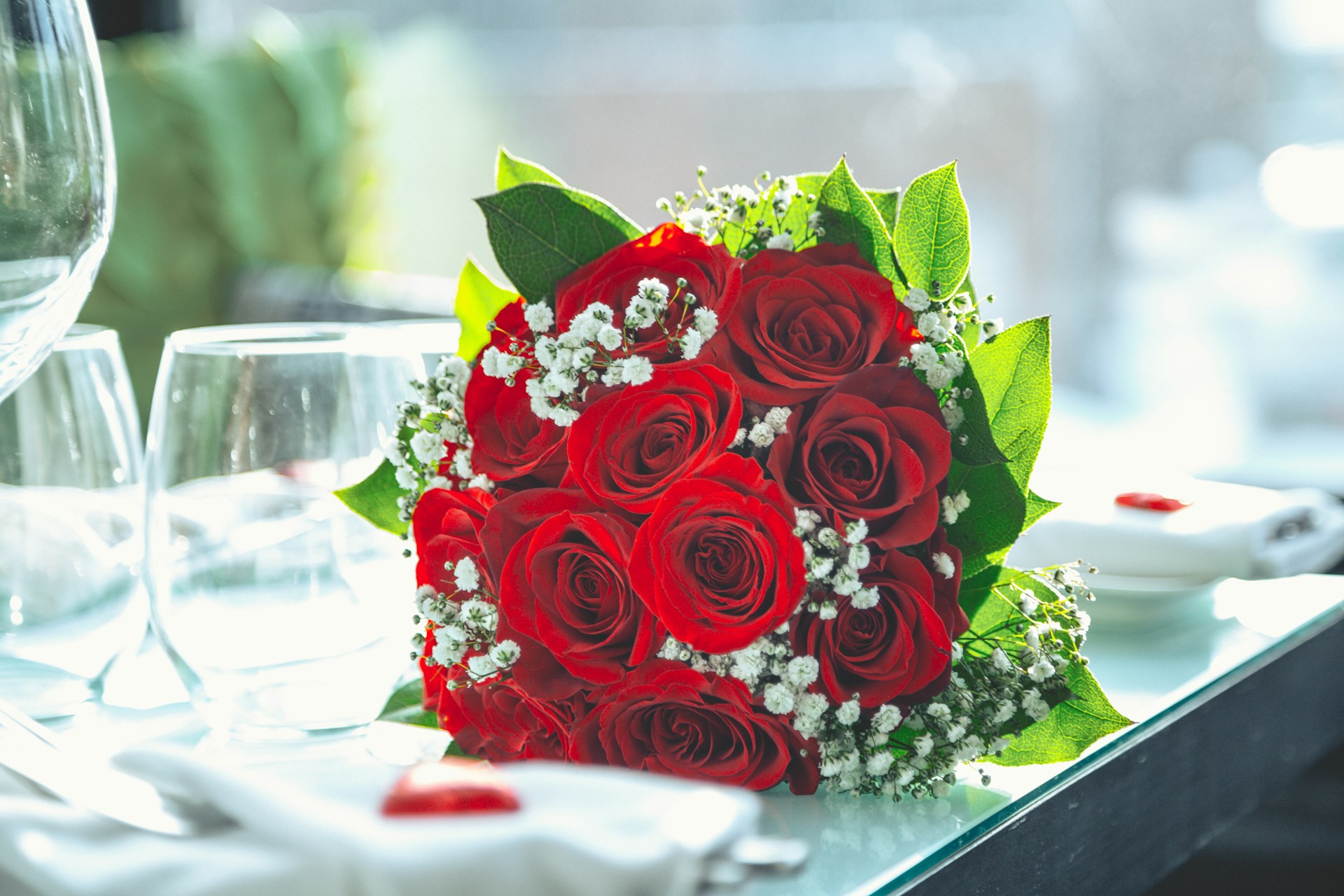 Red roses arranged as a gift for a special occasion